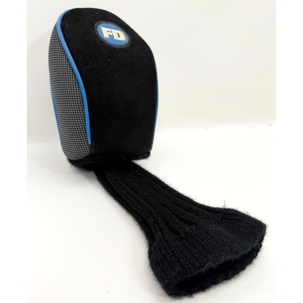 FD Fairway Driver Golf Club Headcover Black Grey Blue Trim Rib Knit Sock